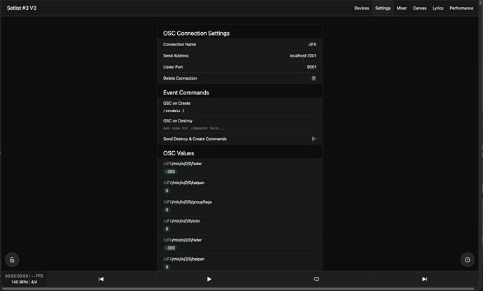 A very long list of all settings