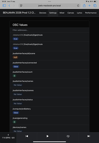 Values - OSC - AbleSet
